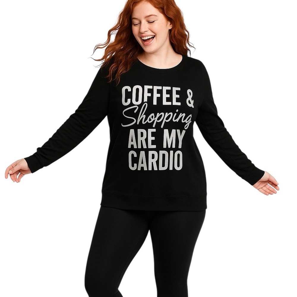 Xersion Medium Relaxed Oversized Fit Black Casual Sweatshirt Loungewear